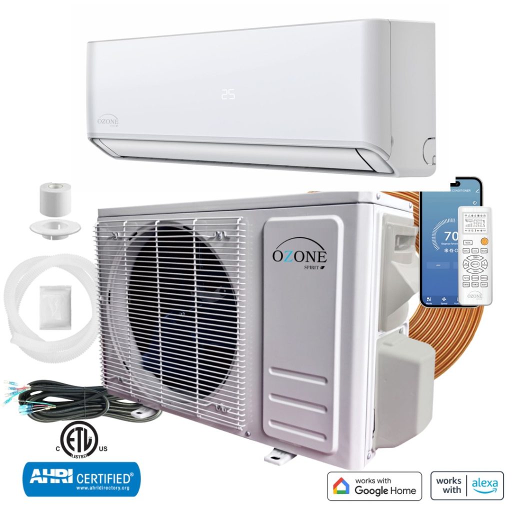 Ozone Spirit 36K BTU inverter mini split system — what's in the box